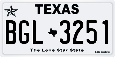 TX license plate BGL3251