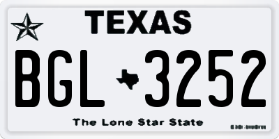 TX license plate BGL3252