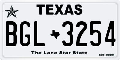 TX license plate BGL3254