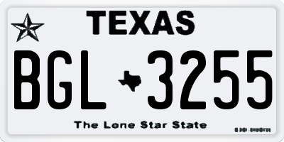 TX license plate BGL3255
