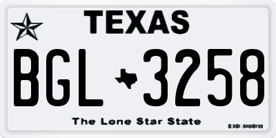 TX license plate BGL3258