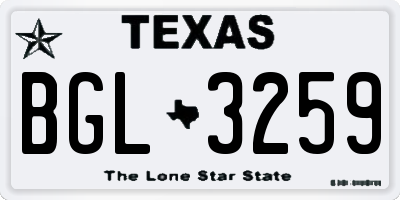TX license plate BGL3259