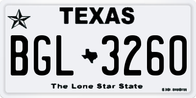 TX license plate BGL3260