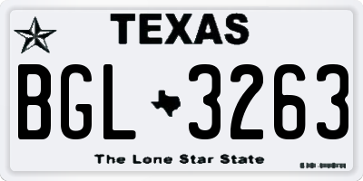 TX license plate BGL3263