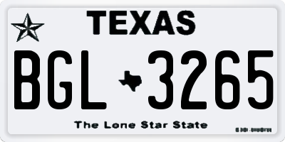 TX license plate BGL3265