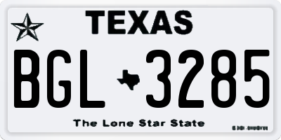 TX license plate BGL3285