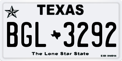 TX license plate BGL3292