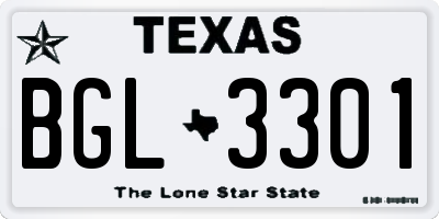 TX license plate BGL3301