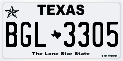 TX license plate BGL3305