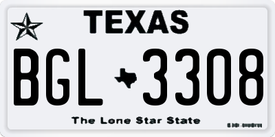 TX license plate BGL3308