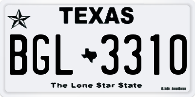 TX license plate BGL3310