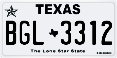 TX license plate BGL3312