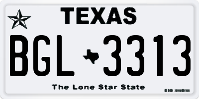 TX license plate BGL3313