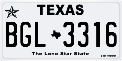 TX license plate BGL3316