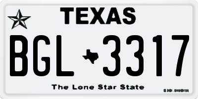 TX license plate BGL3317
