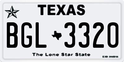 TX license plate BGL3320