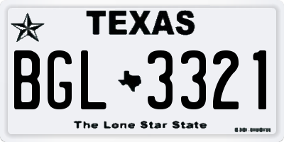 TX license plate BGL3321