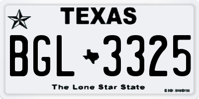 TX license plate BGL3325