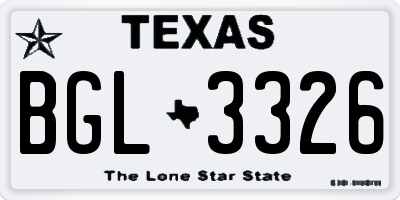 TX license plate BGL3326