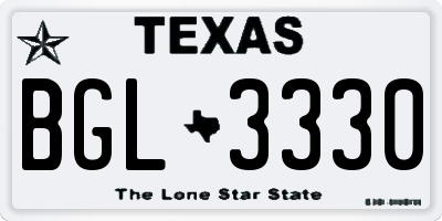 TX license plate BGL3330