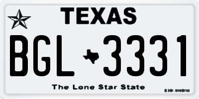 TX license plate BGL3331