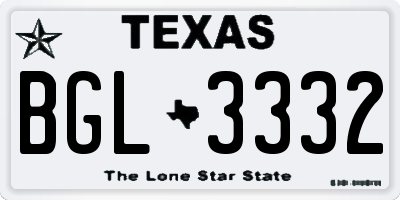 TX license plate BGL3332