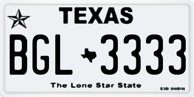 TX license plate BGL3333