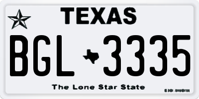 TX license plate BGL3335