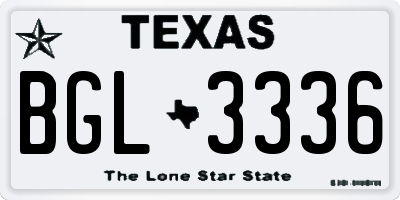 TX license plate BGL3336