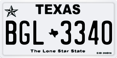 TX license plate BGL3340