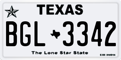 TX license plate BGL3342