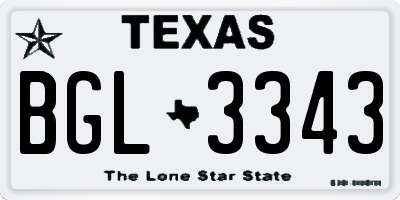 TX license plate BGL3343