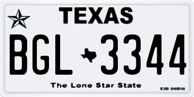 TX license plate BGL3344