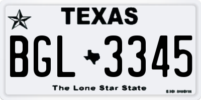 TX license plate BGL3345