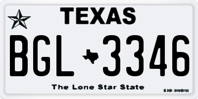 TX license plate BGL3346