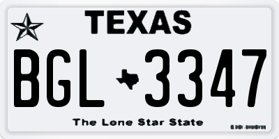 TX license plate BGL3347