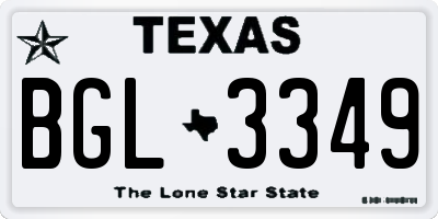 TX license plate BGL3349