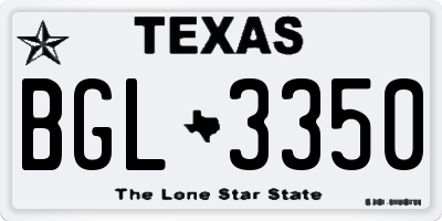 TX license plate BGL3350