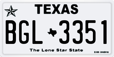 TX license plate BGL3351