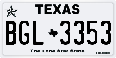 TX license plate BGL3353