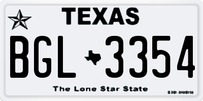 TX license plate BGL3354