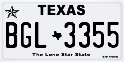 TX license plate BGL3355