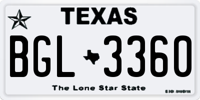 TX license plate BGL3360