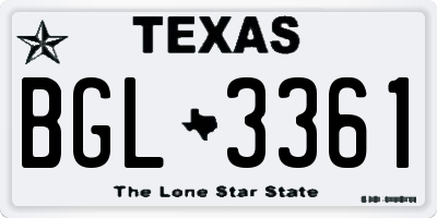 TX license plate BGL3361