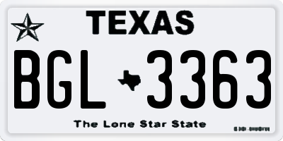 TX license plate BGL3363
