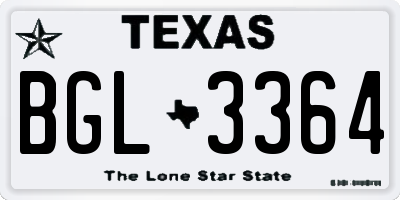 TX license plate BGL3364