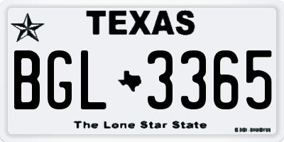 TX license plate BGL3365