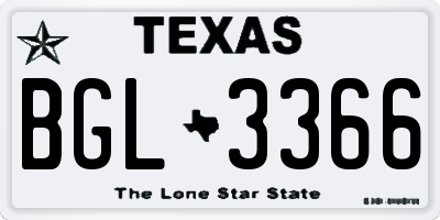 TX license plate BGL3366