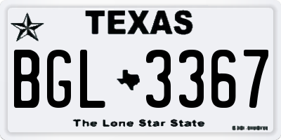 TX license plate BGL3367