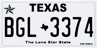 TX license plate BGL3374